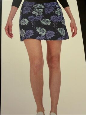 Floral Skort Periwinkle w/Purple & Mint Flowers Tranquility by Colorado Clothing